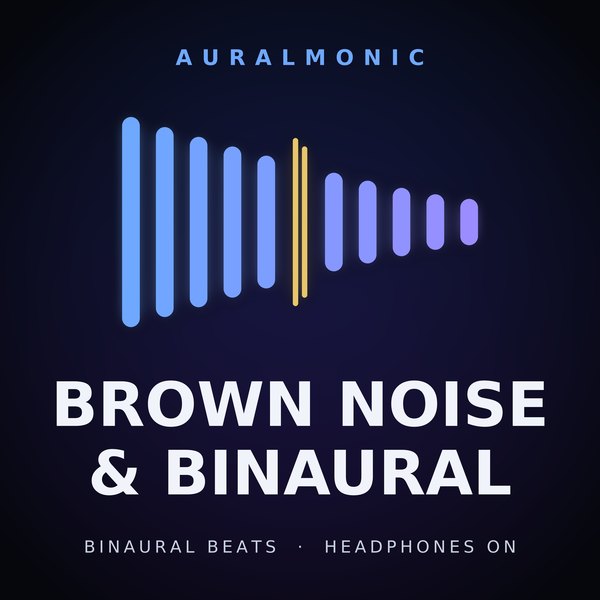 Auralmonic Brown Noise & Binaural cover: a falling spectrum with two close gold tones